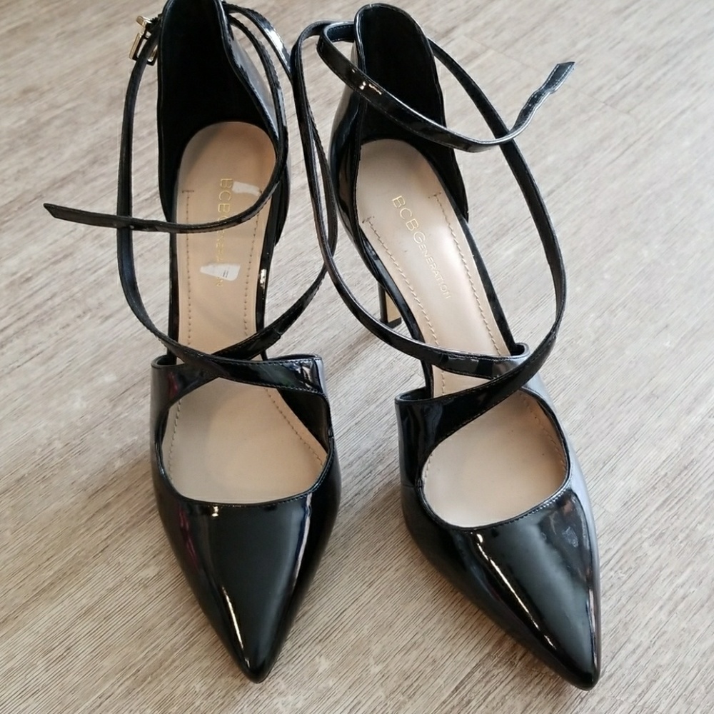 Patten leather black heels
